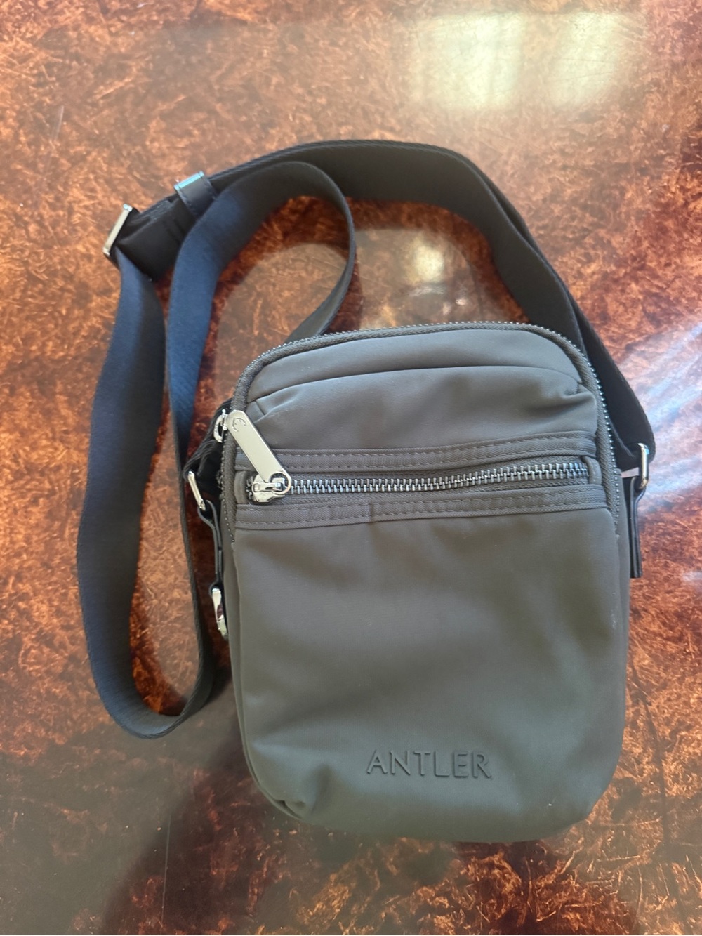 Antler brand Men’s Compact Crossbody Bag in Gray
